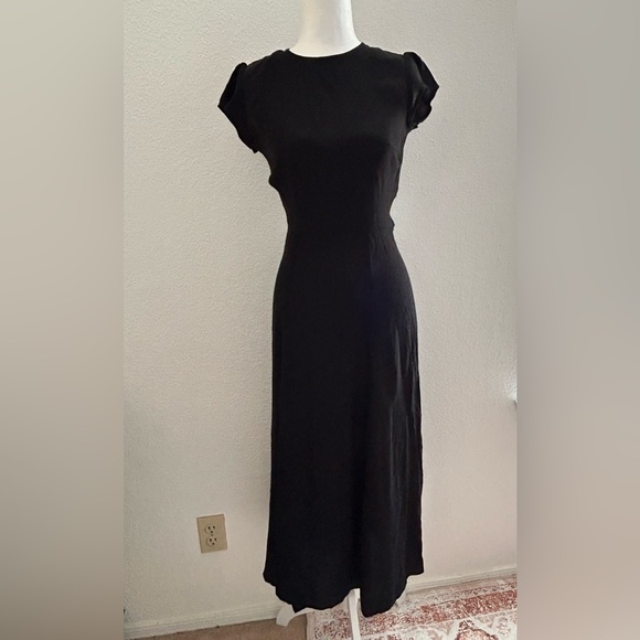 Olivaceous Black Sheath Midi Dress with Flutter Cap Sleeves size S - Picture 1 of 11